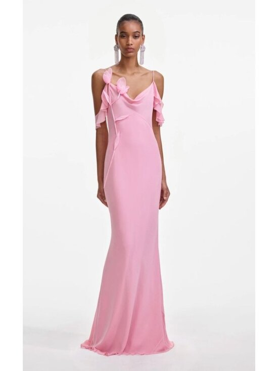Self Portrait Dresses & Skirts - Self-Portrait $615 Georgette Flower Maxi Dress Size 6 US Slip Y2K Ruffle